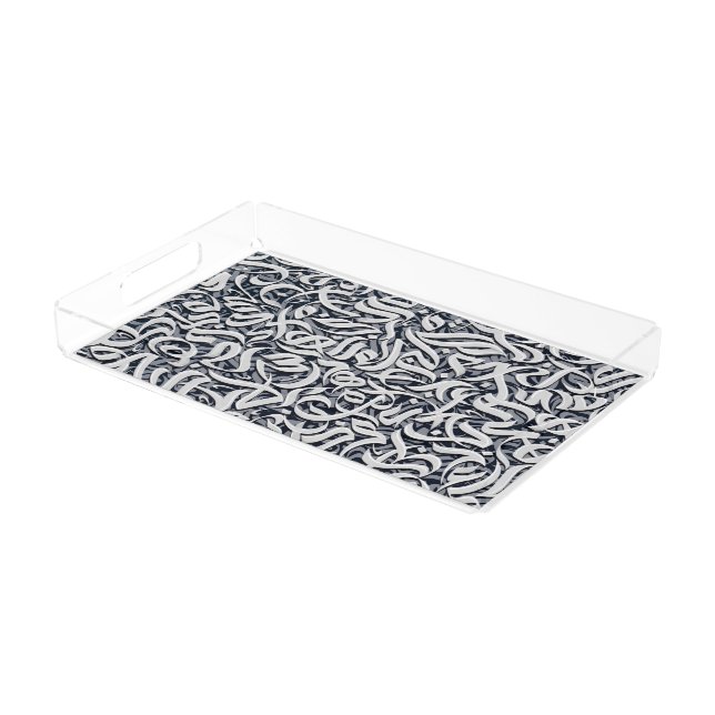 Arabic letters black and white  acrylic tray (Angled)