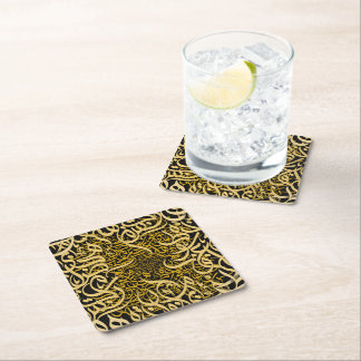 arabic letters gold  square paper coaster