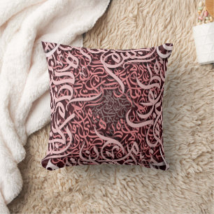 Arabic Letters rose Throw Pillow