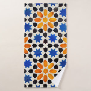 Arabic mosaic of tiles in Moroccan style, decorati Bath Towel