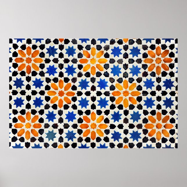 Arabic mosaic of tiles in Moroccan style, decorati Poster (Front)