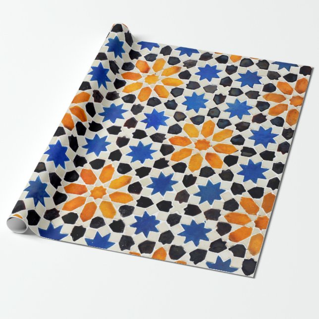Arabic mosaic of tiles in Moroccan style, decorati Wrapping Paper (Unrolled)