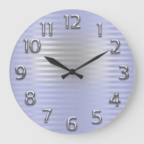 Arabic Number Strokes Lines Purple Silver Gray Large Clock