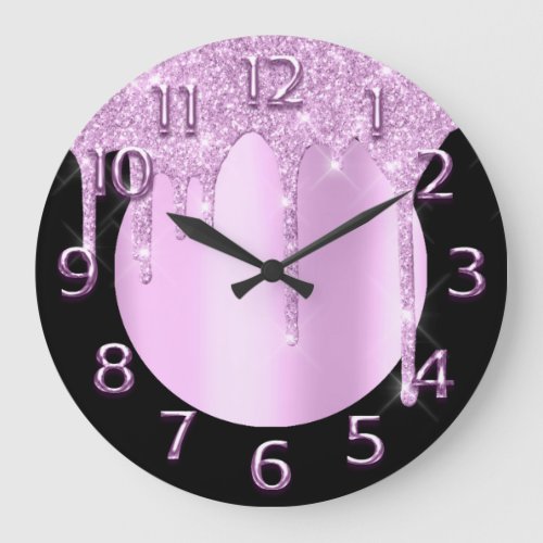 Arabic Numbers Elegant Drips Pink Glitter VIP Large Clock