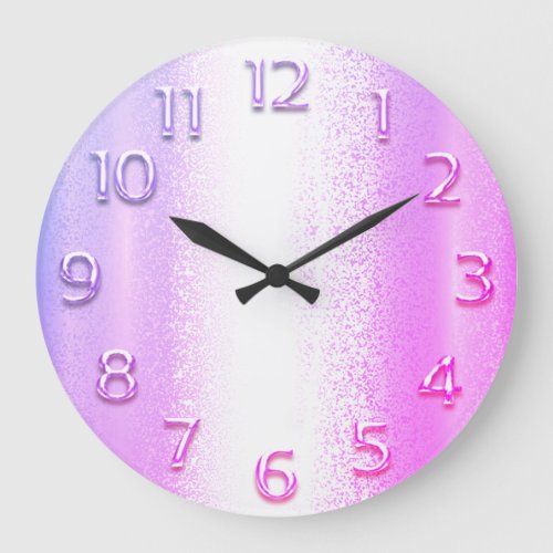 Arabic Numbers Pink Modern Elegant Metallic 3D Large Clock