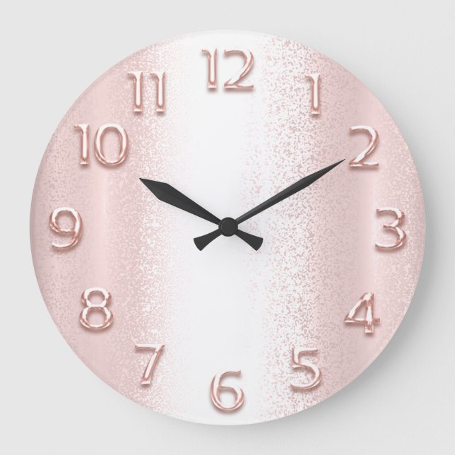 Arabic Numbers Rose Pink Elegant Metallic 3D Large Clock (Front)