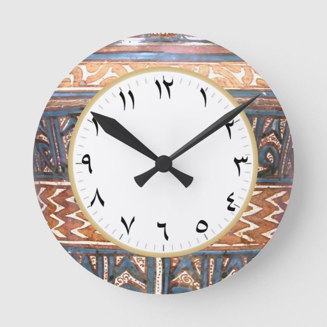 Arabic Numeral Number Clock in Blue and Gold (Front)