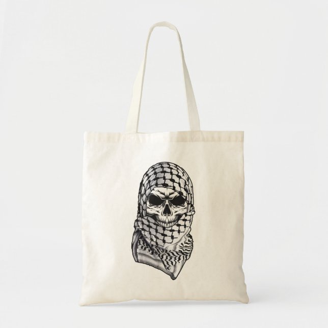 Arabic Skull Kufiya Shemagh Tote Bag (Front)