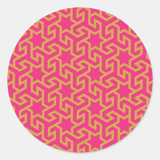 Arabic Star Shaped Pattern Classic Round Sticker (Front)