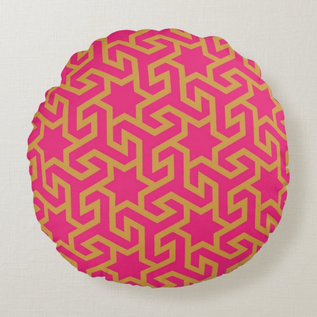 Arabic Star Shaped Pattern Round Pillow (Front)