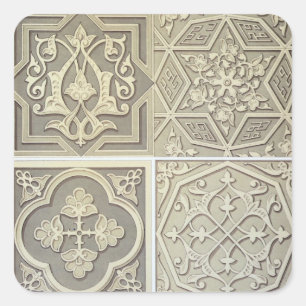 Arabic tile designs (colour litho) square sticker