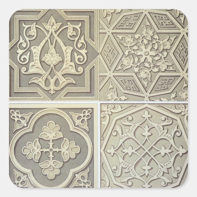 Arabic tile designs (colour litho) square sticker (Front)