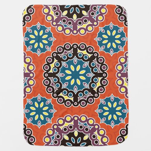 Arabic tile vintage patchwork pattern baby blanket