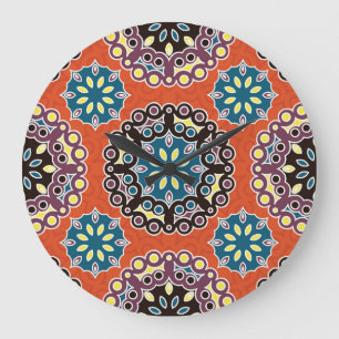Arabic tile, vintage patchwork pattern. large clock