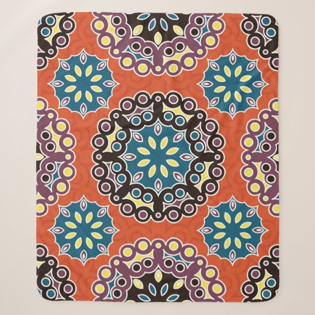 Arabic tile, vintage patchwork pattern. sherpa blanket (Front)