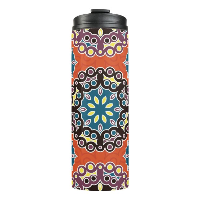 Arabic tile, vintage patchwork pattern. thermal tumbler (Front)