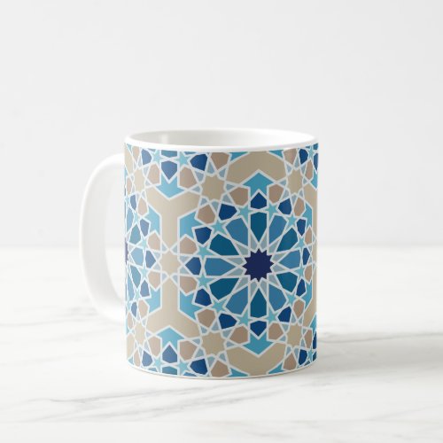 Arabic Tiles Mocha and Blue Coffee Mug