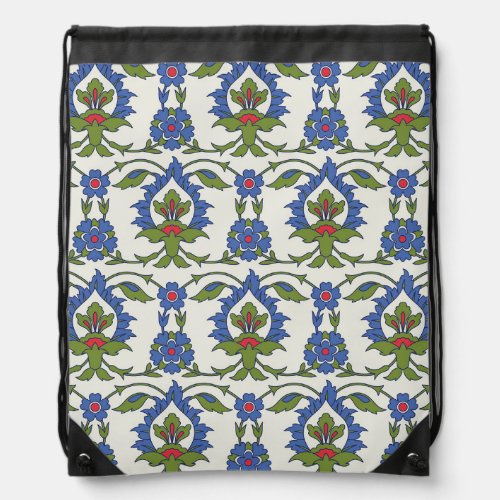 Arabic Traditional Iznik Tile Seamless Drawstring Bag
