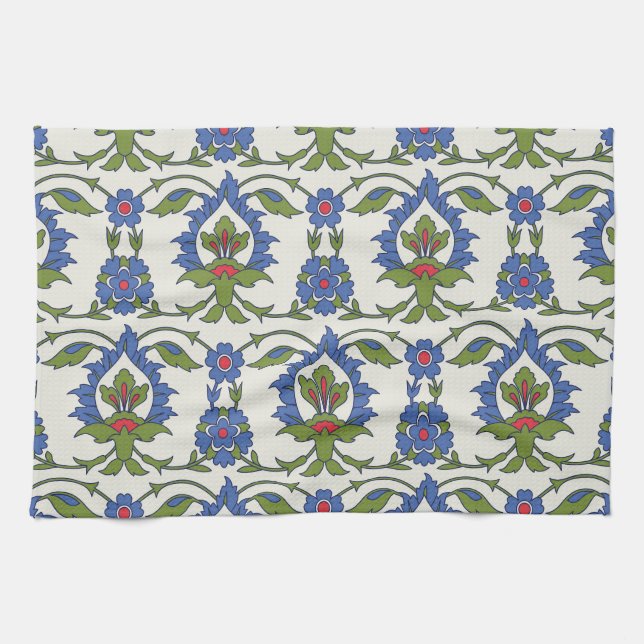 Arabic Traditional: Iznik Tile Seamless. Kitchen Towel (Horizontal)