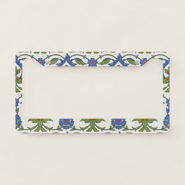 Arabic Traditional: Iznik Tile Seamless. License Plate Frame (Front)