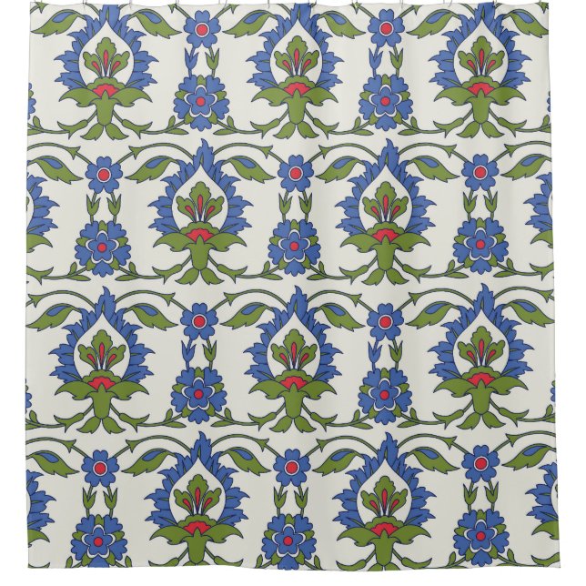 Arabic Traditional: Iznik Tile Seamless. Shower Curtain (Front)