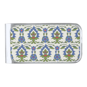 Arabic Traditional: Iznik Tile Seamless. Silver Finish Money Clip