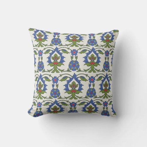 Arabic Traditional Iznik Tile Seamless Throw Pillow