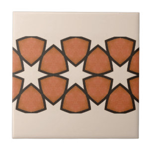 Arabic Warm Toned Patterned Geometric Vintage Ceramic Tile