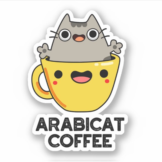 Arabicat Coffee Funny Arabica Cat Pun  Sticker (Front)