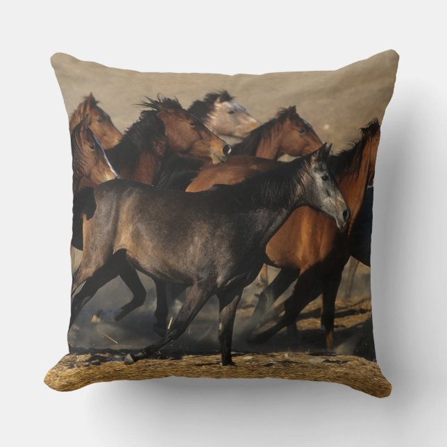 Arabs Running in the Desert Throw Pillow (Front)