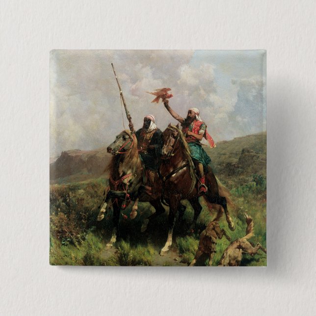 Arabs with a Falcon Pinback Button (Front)