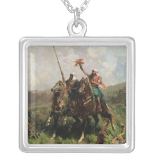 Arabs with a Falcon Silver Plated Necklace