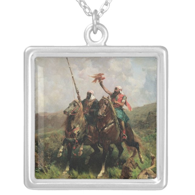 Arabs with a Falcon Silver Plated Necklace (Front)