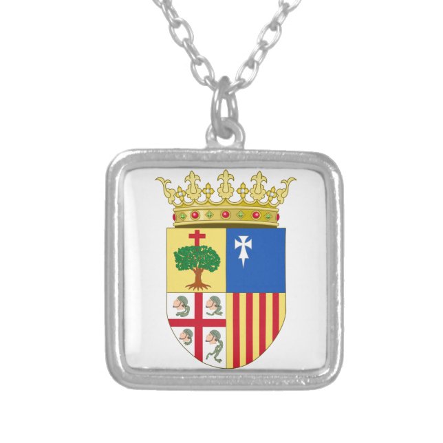 Aragon Coat of Arms (Spain) Silver Plated Necklace (Front)