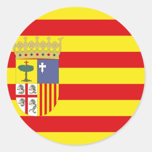 Aragon Spain Flag Classic Round Sticker