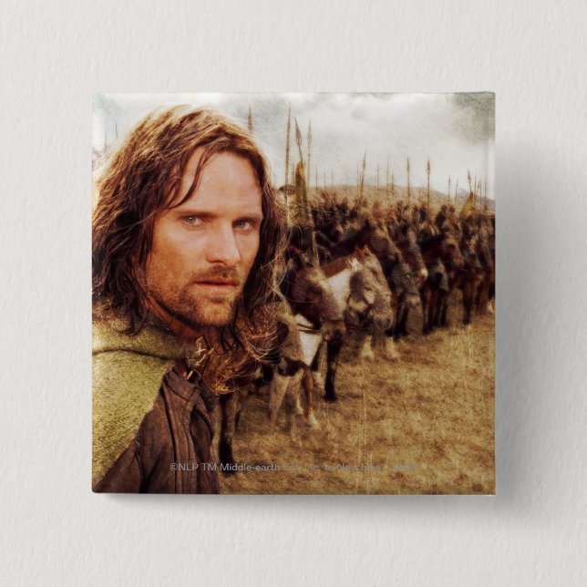 Aragorn Plus Line of Horses Pinback Button (Front)
