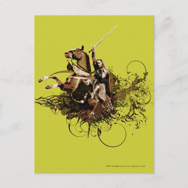 Aragorn Riding a Horse Vector Collage Postcard (Front)