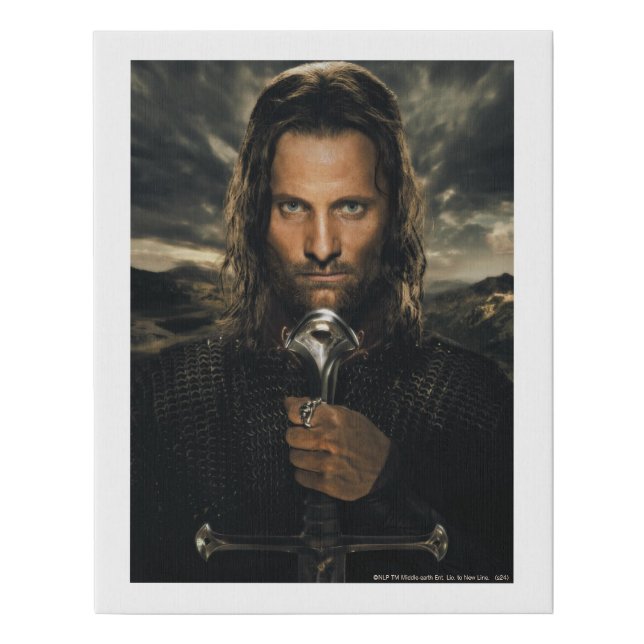 Aragorn Sword Down Faux Canvas Print (Front)