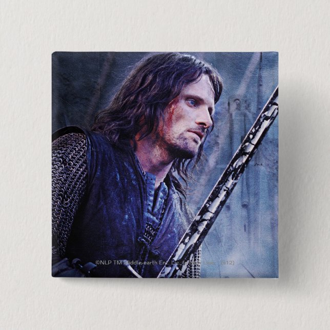 Aragorn with blood pinback button (Front)