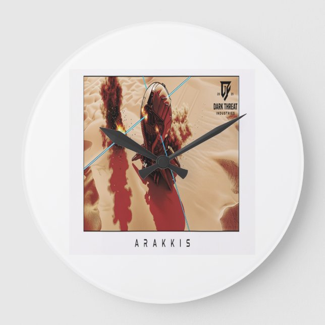 Arakkis Wall Clock, 25.4 cm Round Natural Wood Large Clock (Front)