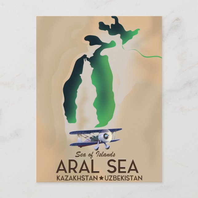 Aral Sea Travel poster map Postcard (Front)