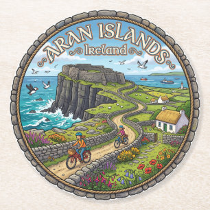 Aran Islands Ireland Round Paper Coaster