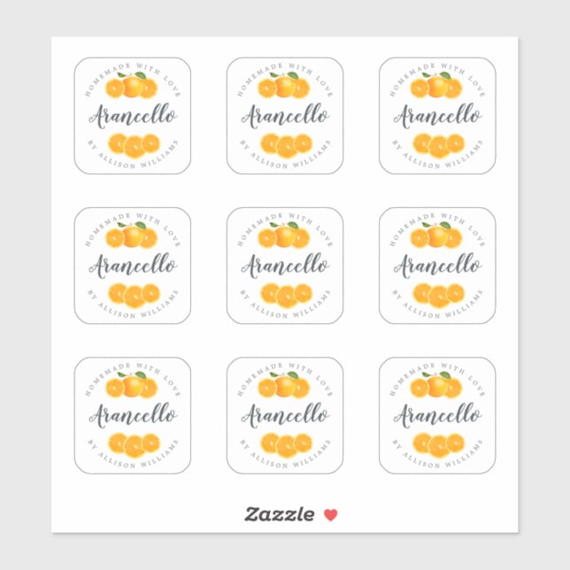 Arancello Orange Liqueur Bottle Stickers (Sheet)