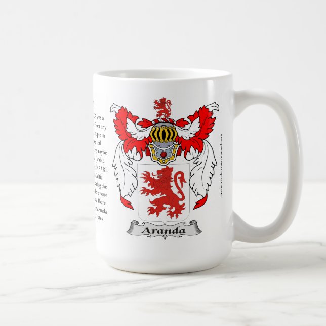 Aranda name, the Origin, the Meaning and the Crest Coffee Mug (Right)
