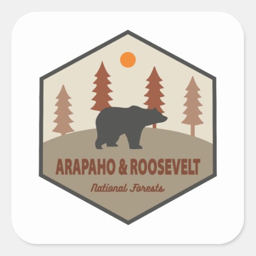Arapaho And Roosevelt National Forests Bear Square Sticker