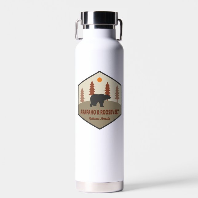 Arapaho And Roosevelt National Forests Bear Water Bottle (Front)