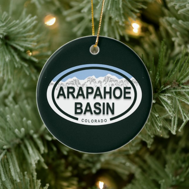 Arapahoe Basin Colorado Rocky Mountain Christmas Ceramic Ornament (Tree)