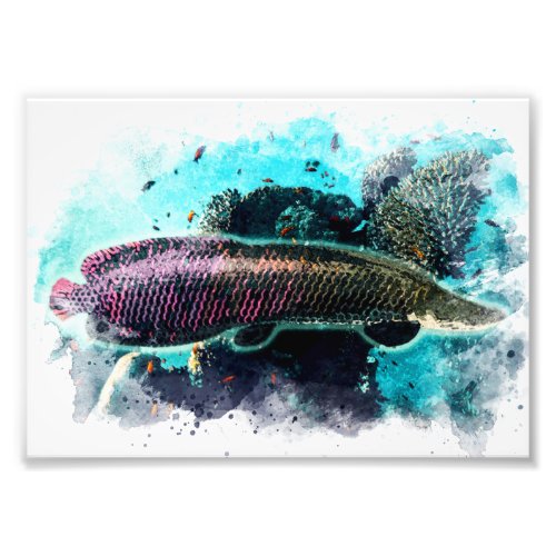 Arapaima Monster Fish Watercolor Pirarucu Paiche Photo Print