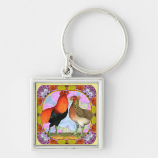 Araucana Chickens Art Nouveau Keychain