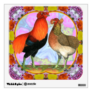 Araucana Chickens Art Nouveau Wall Sticker